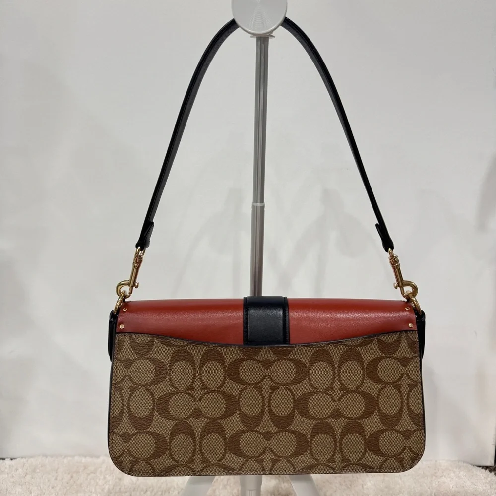 Coach Georgie Shoulder Bag In Colorblock Canvas - Picture 2 of 14